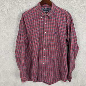 Ralph Lauren Shirt Men’s XL Blake Red Tartan Plaid 100% Two Ply Cotton